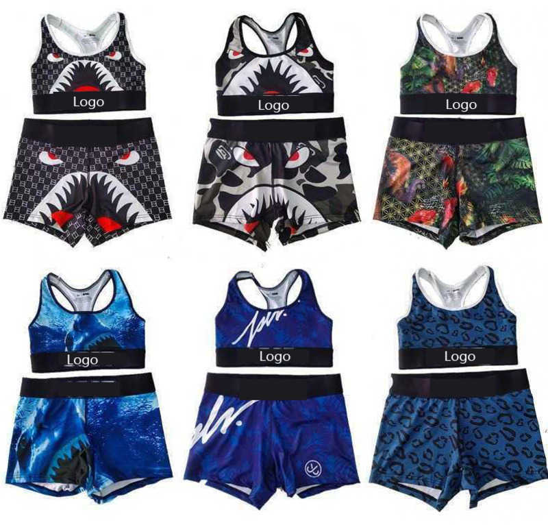 

American Fashion Cartoon Printed Womens tracksuits Quick Dry Vest and Shorts Set Sports Fitness Set Designer Print Letter Camouflage Swimsuits, Pd1001