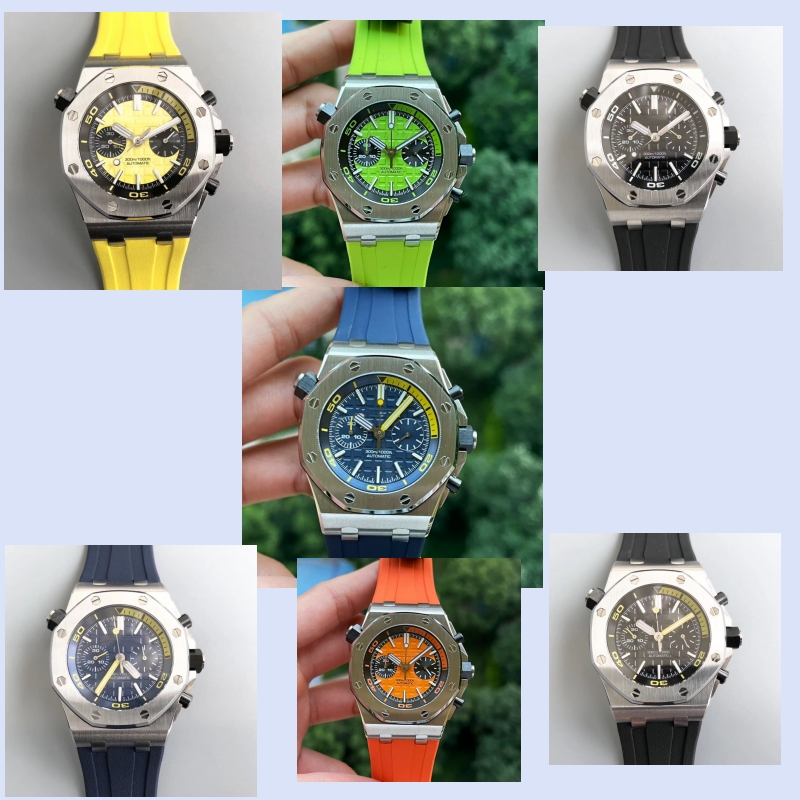 

ZF 26703 Montre de luxe mens watches 42mm 3124 chronograph mechanical movement steel case Rubber strap luxury watch Wristwatches waterproof, As picture