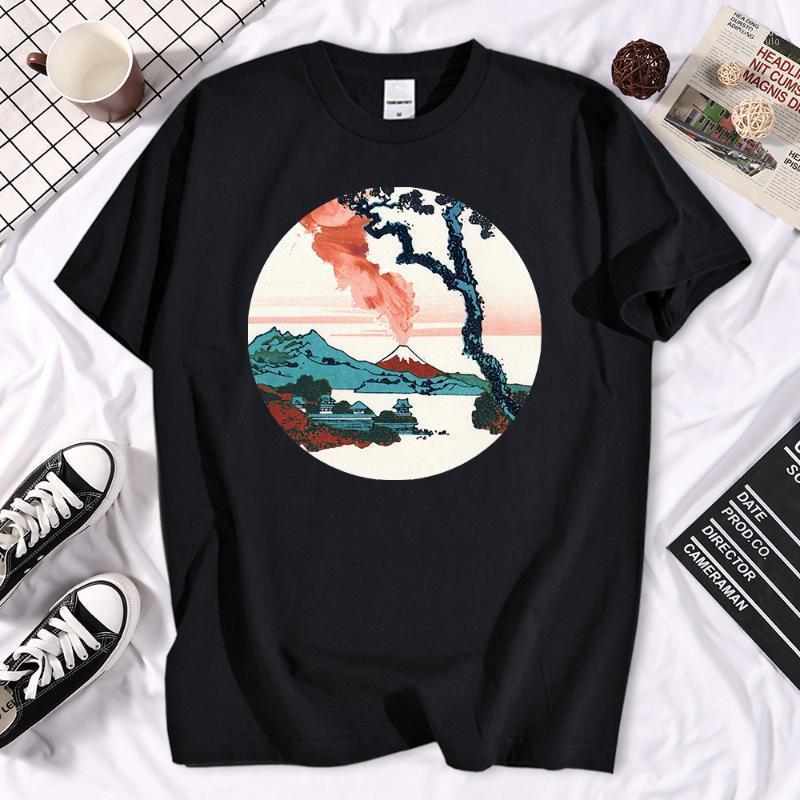 

Men' T Shirts Men' T-Shirts Hokusai View Of Mount Fuji Printing Man Shirt Fashion Loose Tshirt Simplicity Vintage Cool Oversize Men, Black