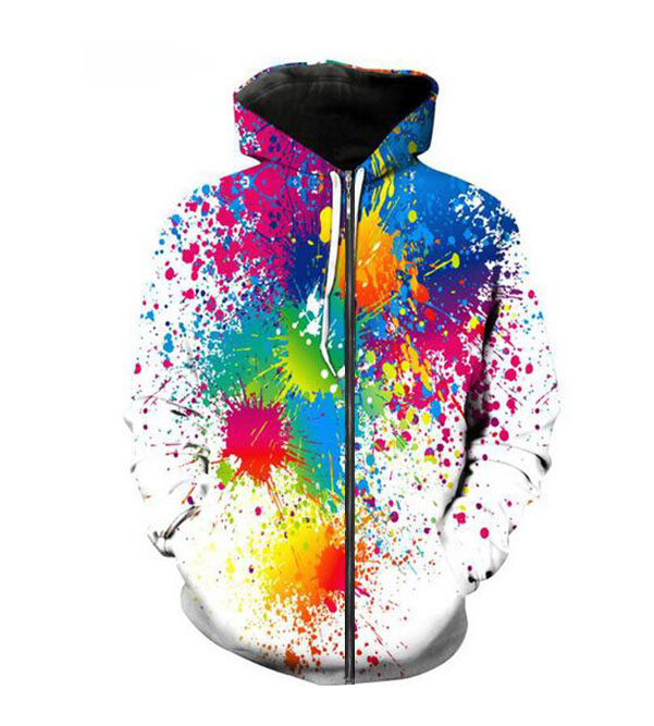 

Newest Fashion social style clothing Women/Men 3d Print Halloween Colorful Paint Stains Zipper/Zip-up Hoodies/Hooded Sweatshirts A034, The colors on the picture