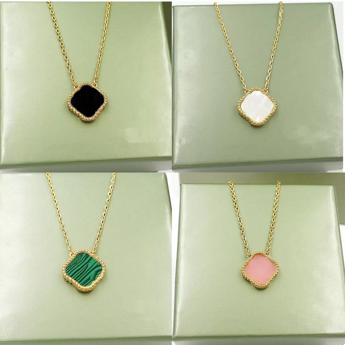 

Real 925 Silver Fashion Classic4/Four Leaf Clover Necklaces Pendants flower Mother-Pearl Plated 18K for Women&Girl Valentine's Wedding Engagement Jewelry Women Gift