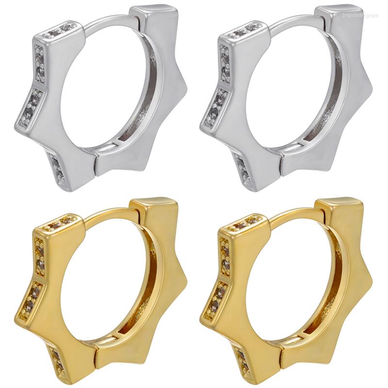 

Hoop Earrings ZHUKOU Gold Color Geometric Hexagon CZ Crystal Small Fashion Jewelry Wholesale VE563