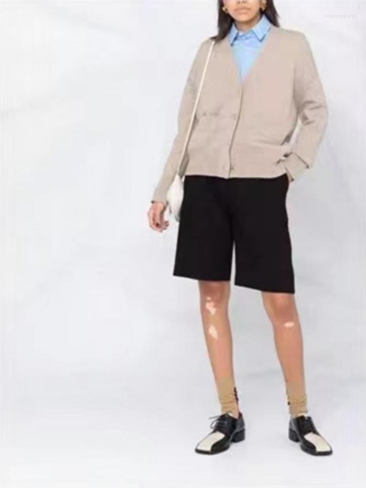 

Women' Knits 2022 Pre-Fall V-Neck Wool Blend Solid Knit Warm Women Casual LongSleeve Cardigan Jacket, Khaki