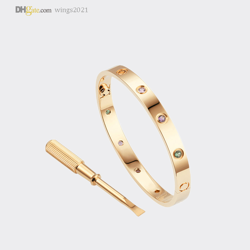 

Bangle Classic LOVE Bracelet Carti Bracelets Designer For Women Gold Bracelet Colored Diamonds Jewelry Titanium Steel Gold-Plated Never Fade Not Allergic 21417581
