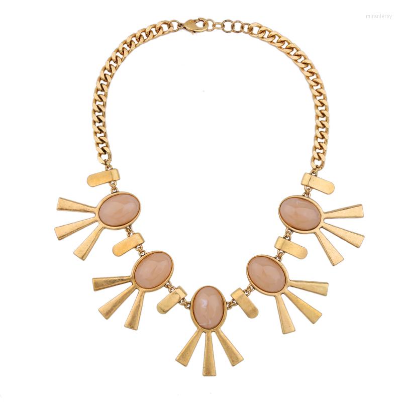 

Choker Bulk Price 2 Colors Acrylic Oval Stone Big Necklace High Trendy Gold Color Chunky Chain Jewelry Chokers For Sale