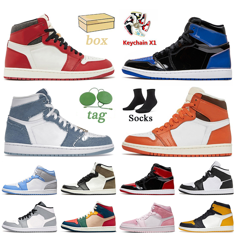

Jumpman 1 Basketball Shoes Starfish 1s Denim High OG Lost and Found Mid Multi Color Homage Black White Taxi Yellow Toe Patent Bred Dark, E32 offffwhite white 36-47