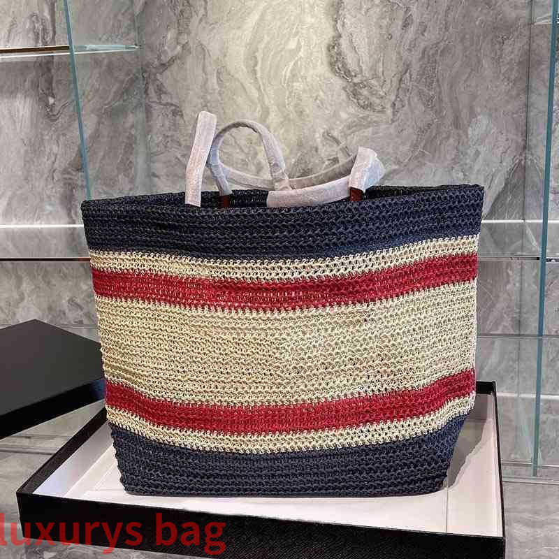 

Designer Straw Tote Bags Women Summer Handbag Stripe Leather Luxury Vacation Crossbody-bag Female Shopping Bucket 221031