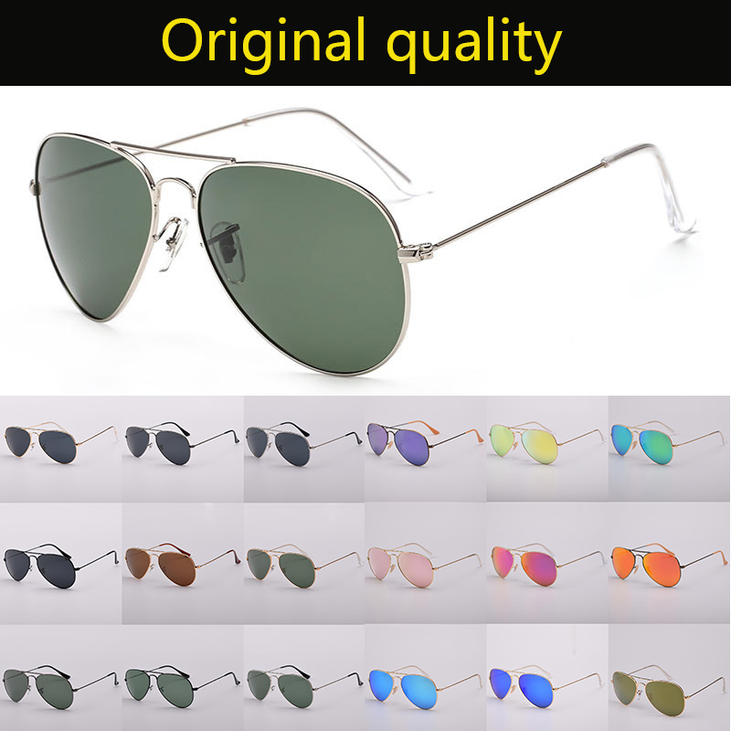 

TOP Quality Aviation Classic Pilot Style Sunglasses Men Women 55mm 58mm 62mm Size Real Glass Lenses Sun Glasses Male Female eyeglasses