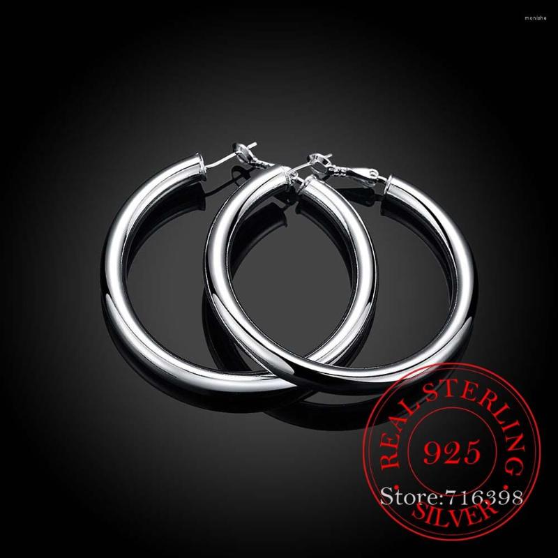 

Hoop Earrings Personality Hyperbole 925 Sterling Silver Simple Big Round Circle For Women Sterling-Silver-Jewelry Pendientes