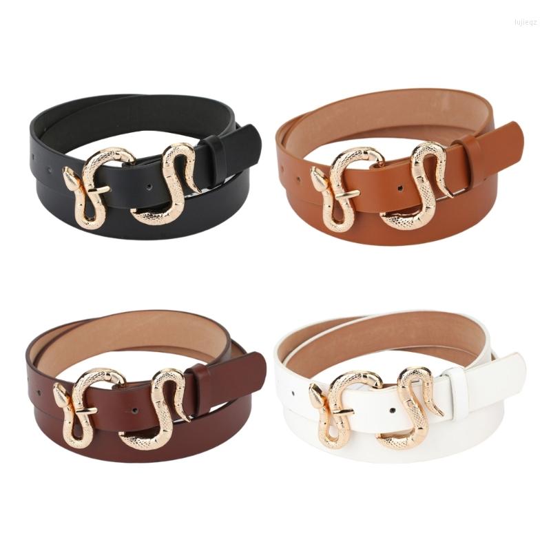 

Belts Retro Pu Leather Waist Belt With Snake Buckle For Women Coat Jeans Skirt Decors D5QB, White