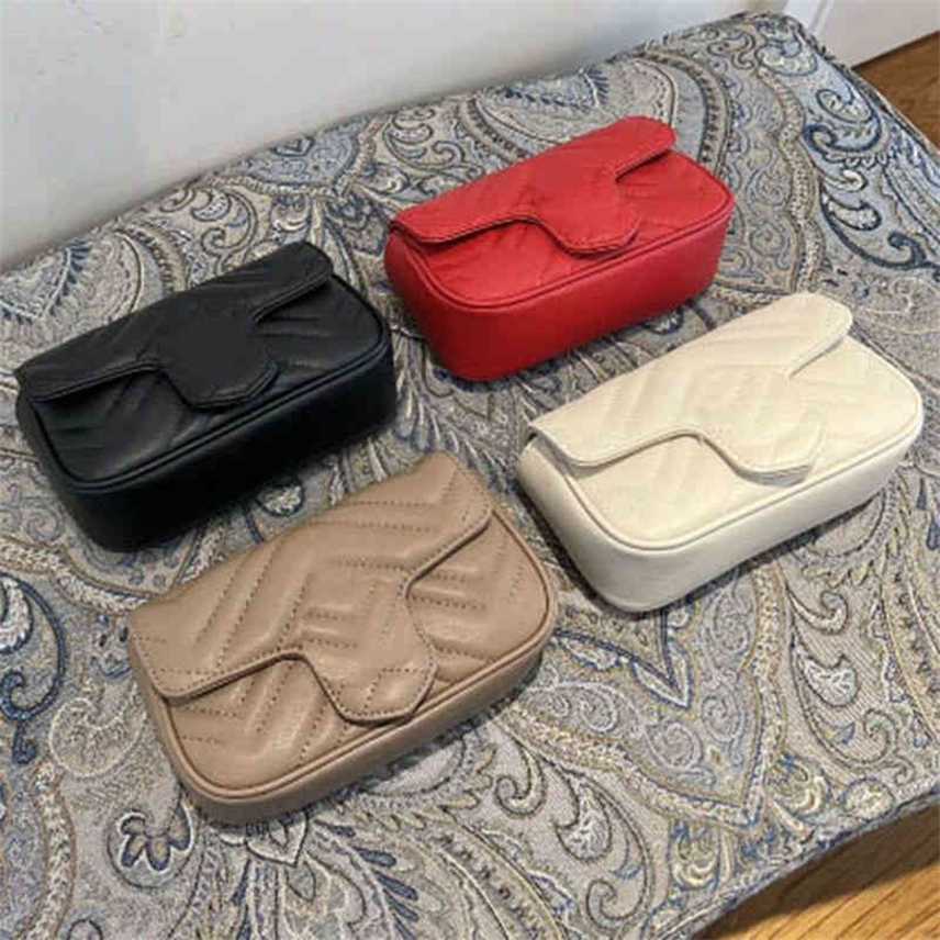 

Bags High version bag can be compared with family mini double letter metal women's chain Purses, White