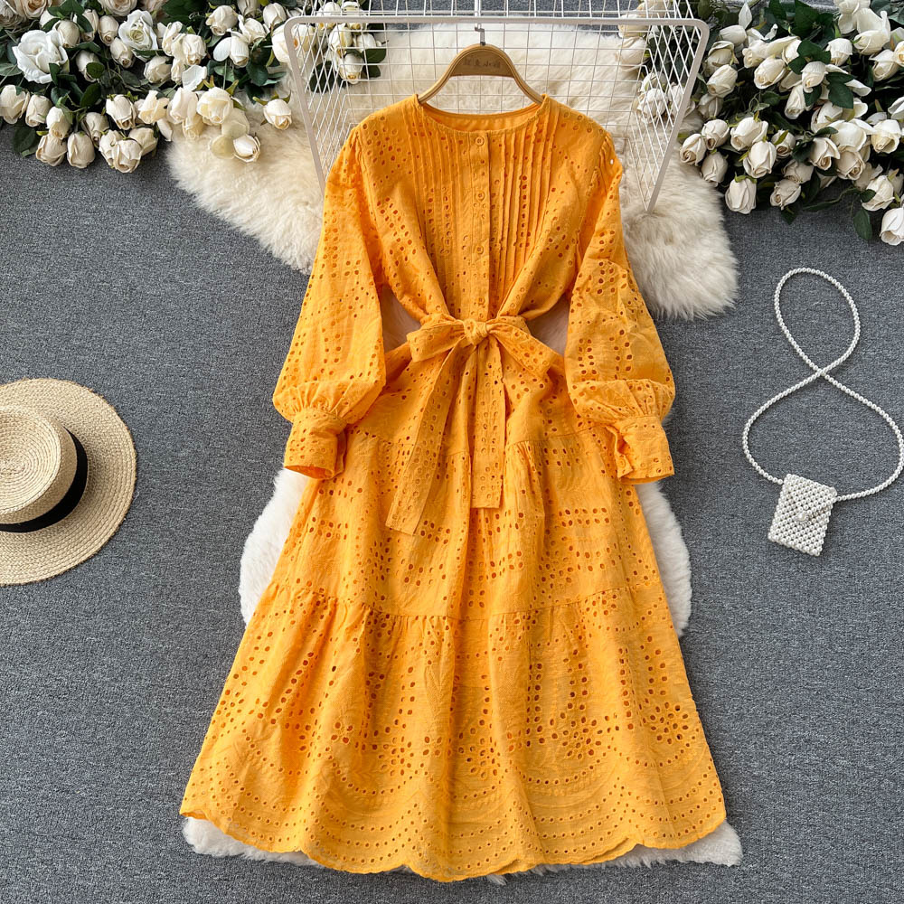 

Women's Hollow Out Dress Purple Lace Up Slim Elegant Dress Vestido Temperament Sweet Korea Chic Summer 2023, Same as picture