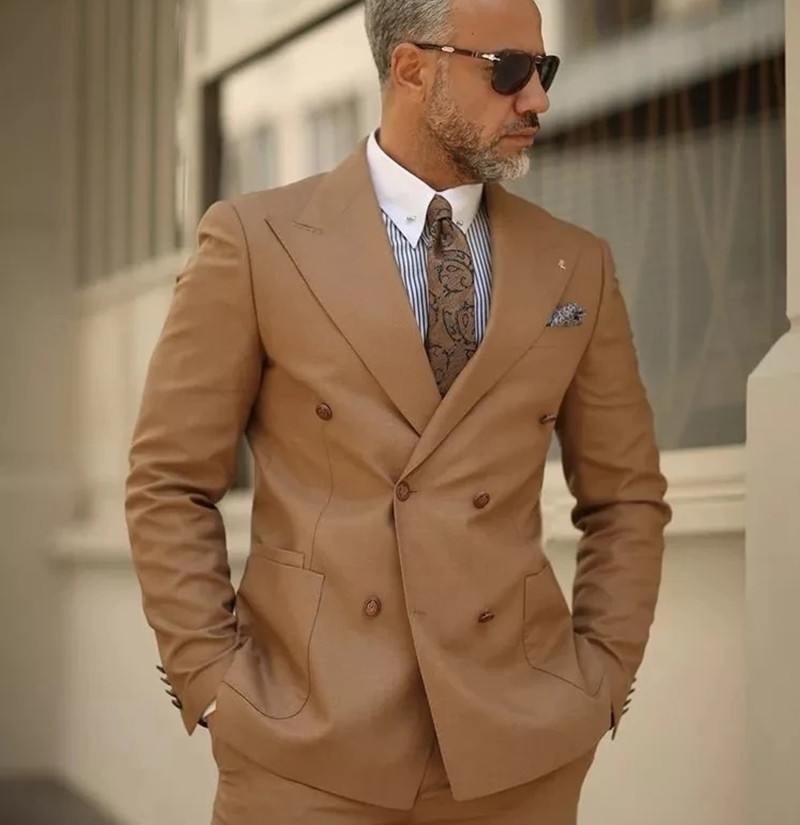 

Arrival Double Breasted Men Suits Costume Homme Prom Slim Fit Tuxedo Wedding Groom Terno Masculino Blazer 2 Pieces, Same as image