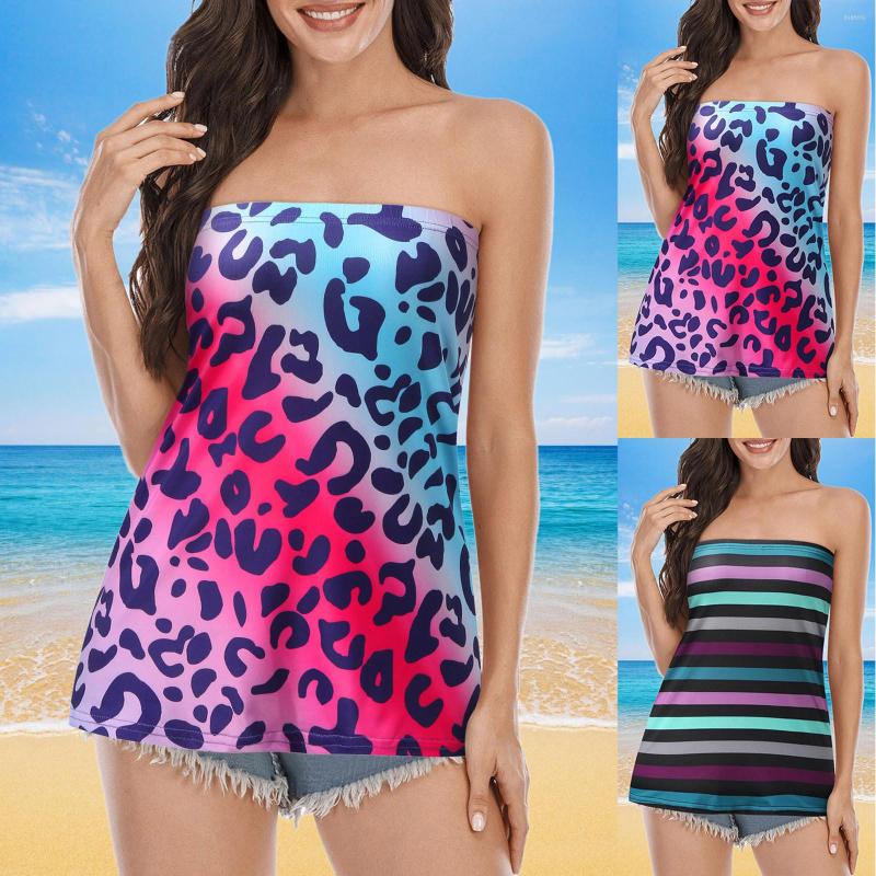 

Women' T Shirts Printed Strapless Top Vest Casual Sleeveless Summer Vacation Loose Holiday Shirt Womens Tank Women Short Sleeve, Pink
