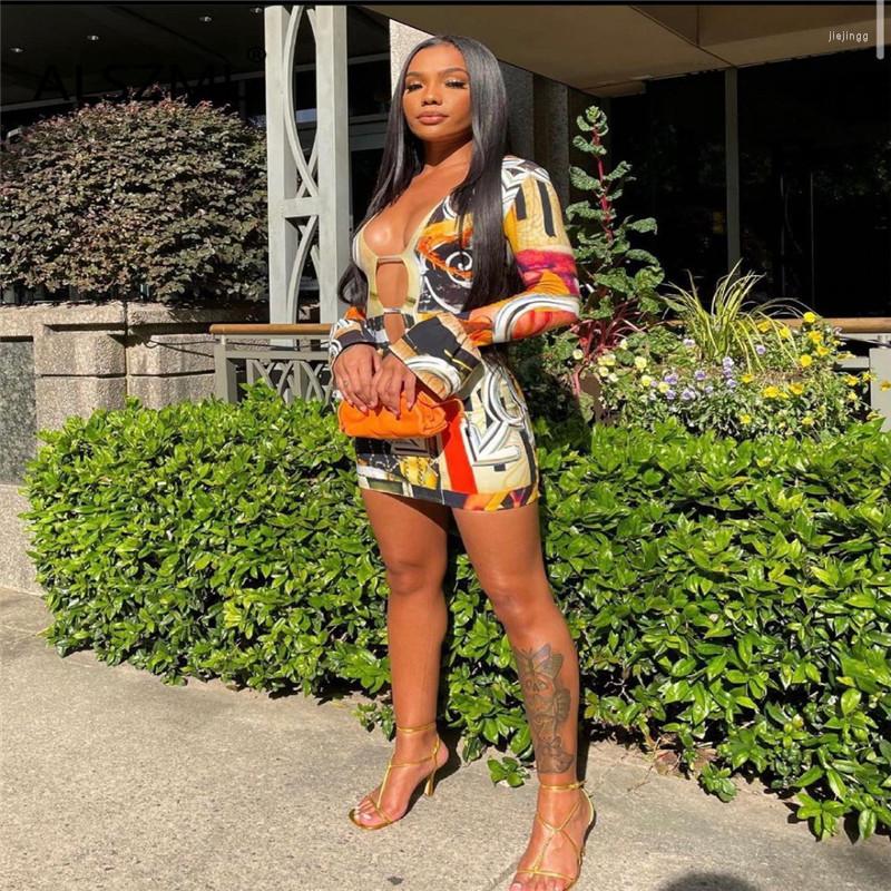 

Casual Dresses V Neck Women Print Summer Spring Mini Dress Full Sleeve Cute Party Club Vestidos, Multi