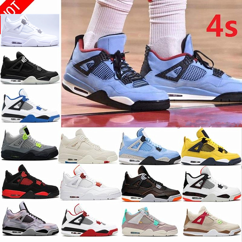 

University Blue Jumpman 4 4s Men Women Basketball Shoes white guava ice oreo sail noir metallic purple black cat bred shimmer cactus jack TOP Trainers sneakers US 5.5-13, 29