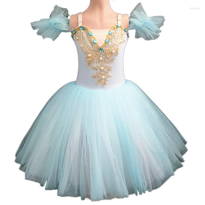 

Stage Wear Ballet Tutu Skirt Women Dress Long Vestidos For Girls Performance Clothing Swan Belly Dance Skirts, Blue