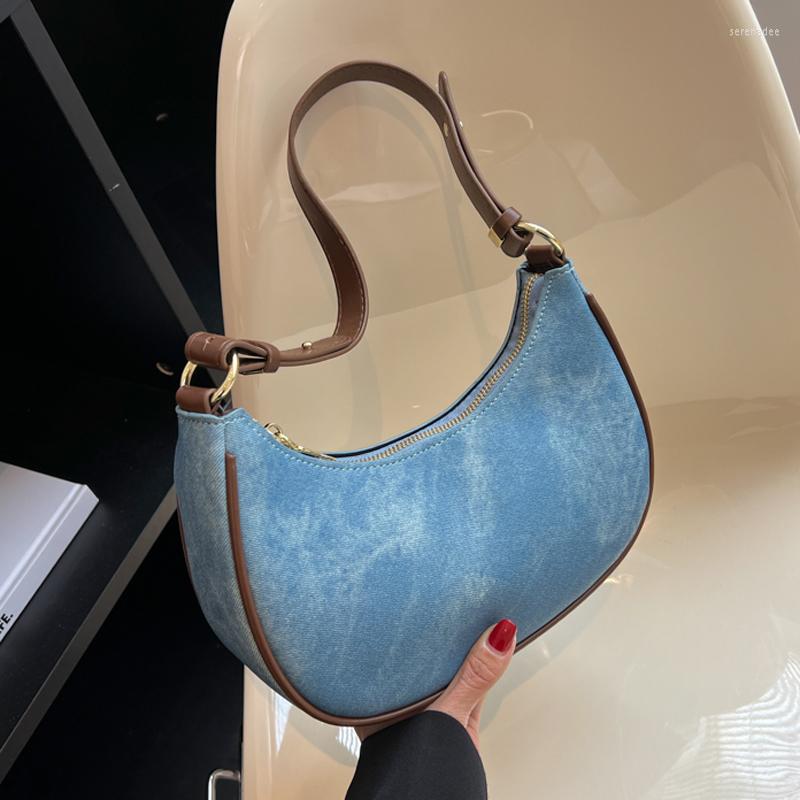 

Evening Bags Women Shoulder Soft PU Purses And Handbags 2022 Sling Crossbody Bag Ladies Designer Sac A Main Women's Brand, Blue
