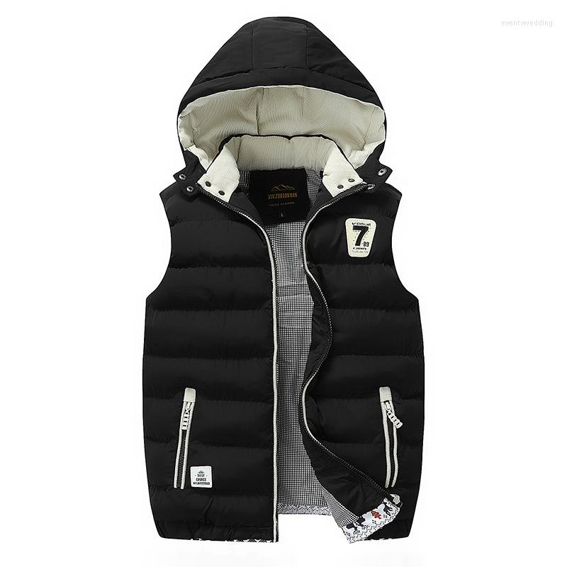 

Men's Vests Men's Vest Autumn Winter 2022 Hooded Slim Coat Plus Velvet Padded Casual Stand Collar Down Cotton-padded Jacket Youth, Black