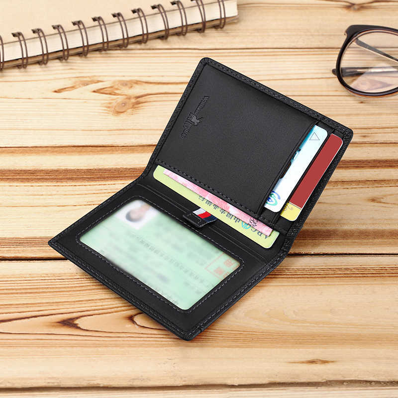 

Wallet Men's Card Holders Purse For Men Leather Luxury Credit Male Small Gift WILLIAMPOLO Black 221030, Black standard