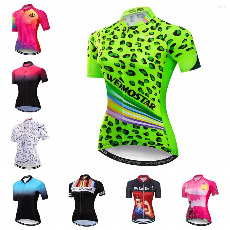 

Racing Jackets 2022 Cycling Jersey Womens Bike Shirts Short Sleeve MTB Top Bicycle Clothing Mountain Road Uniform Simmer Green Red Pink, 28