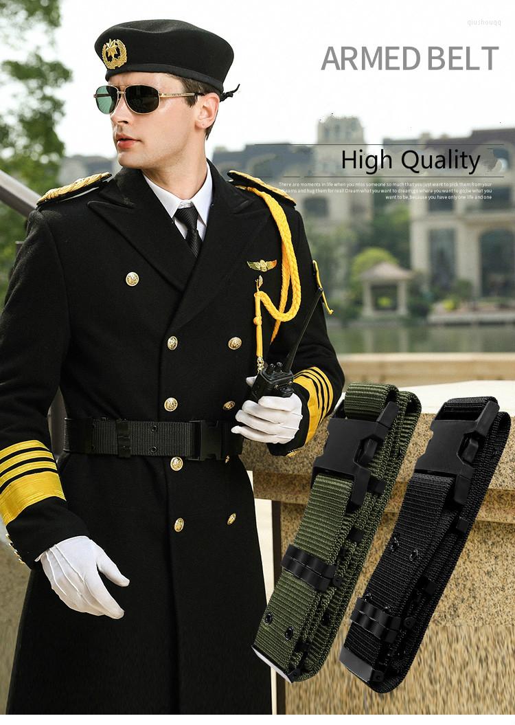 

Belts Outdoor Tactical Training Belt Security Guard Uniform Braided Accessories Military Plastic Buckle, Black