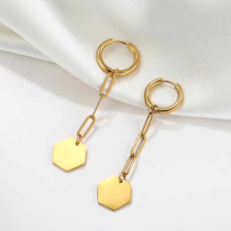 

Dangle Earrings Unift Classic Hexagon For Women Stainless Steel Long Paperclip Korean Fashion Minimalist Jewelry Party Gift