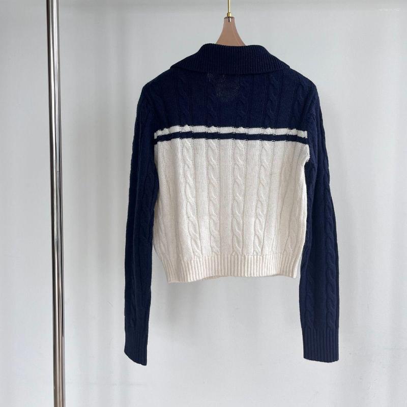 

Women' Knits Women' Color Contrast Cardigan High Quality Original Cropped Zipped Sweater Famous Designer Lapel Long, Picture shown