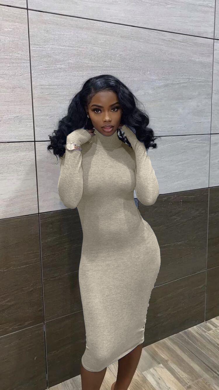 

Casual Dresses EWSFV 2022 Autumn And Winter Women Back Pleated Fashion All Match Slim Temperament Sweater Dress, Gray