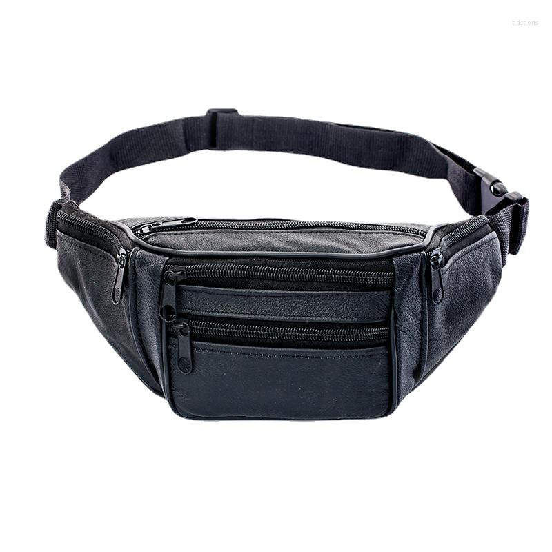 

Outdoor Bags RS-127 Men's Leather Waist Bag First Layer Crossbody Multifunctional Sports Running Cashier, Yellow