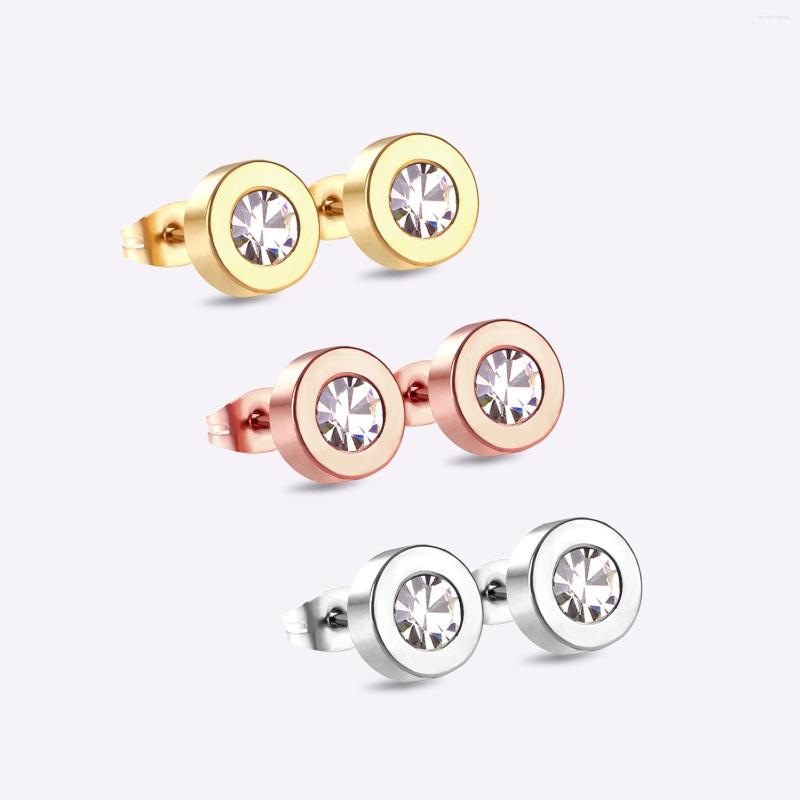 

Stud Earrings 3 Pairs Mixed Color Zircon Set For Women Girls 316L Stainless Steel Gold Rose Jewelry Wholesale