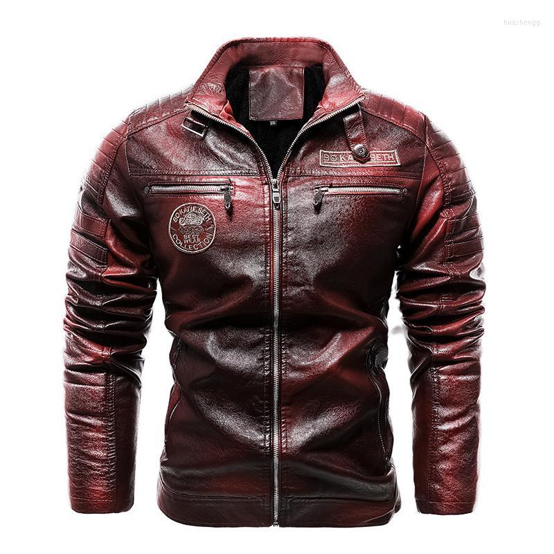 

Men's Jackets Men's Autumn Winter Men Jacket Stand Collar Velvet Embroidered Pu Leather European Size Motorcycle Fur Wool Liner Warm, 01