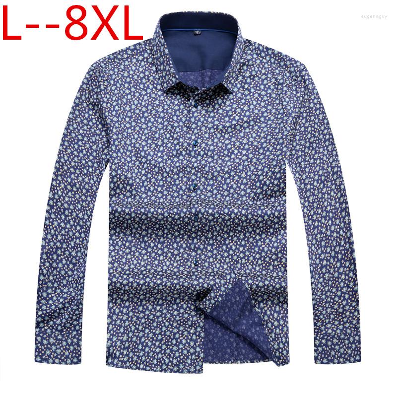 

Men's Casual Shirts 8XL 6XL 5XL Men's 10XL Spring 3D National Style Printing Floral Pattern Men Fashion Edition Long Sleeve Shirt