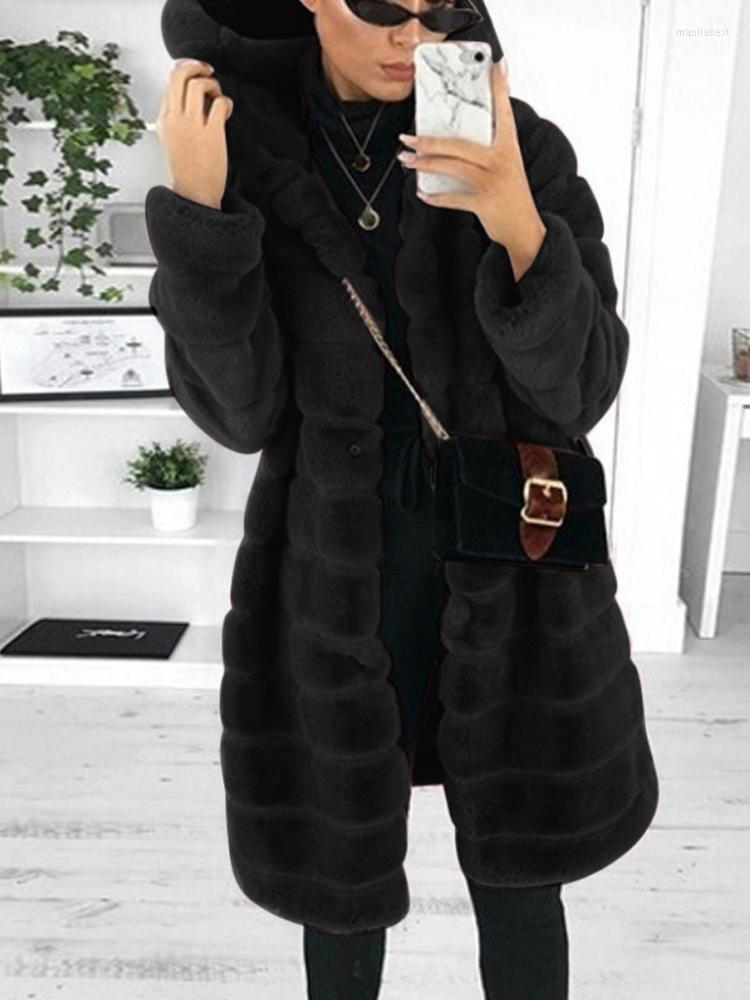 

Women' Fur Faux Coat Women Long Winter & Thick Warm, White