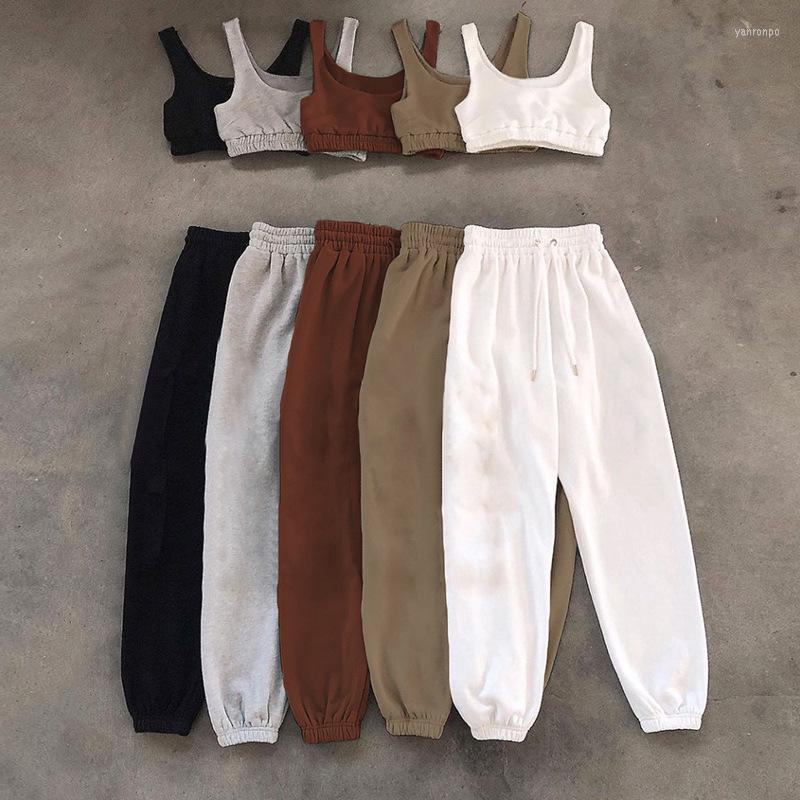

Women's Two Piece Pants Women's Women Summer Casual Sport Fitness Sleeveless Tank Top And Trousers Set Simple Solid Slim Soft Cotton, Auburn
