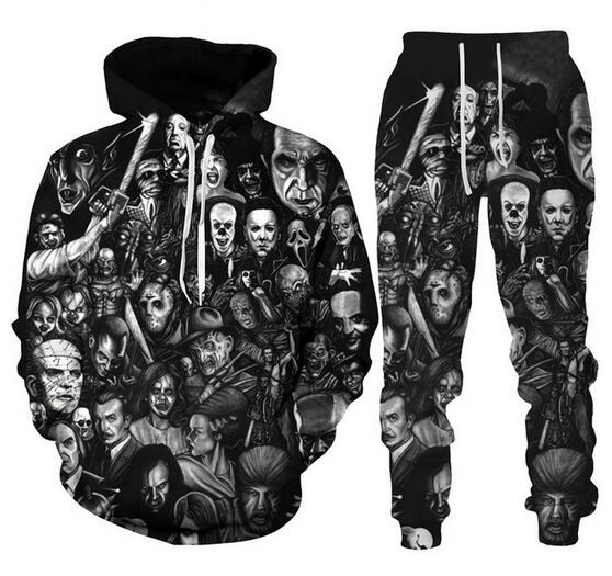 

New Fashion social style clothing Women/Mens 3D Print Halloween Horror Movie Zipper/Zip-up Hoodies/Hooded Sweatshirts A031, Beige