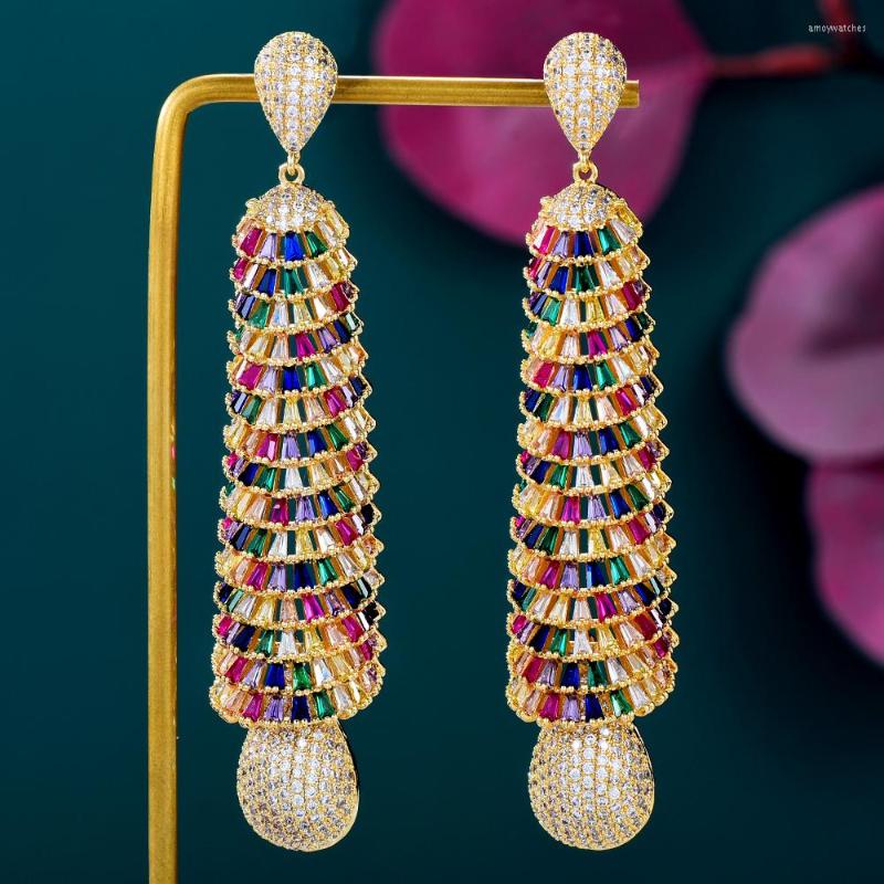 

Dangle Earrings SORAMOORE Luxury TRENDY Long Drop Earring For Women Bridal Aretes De Mujer Modernos Fashion Gift 2022