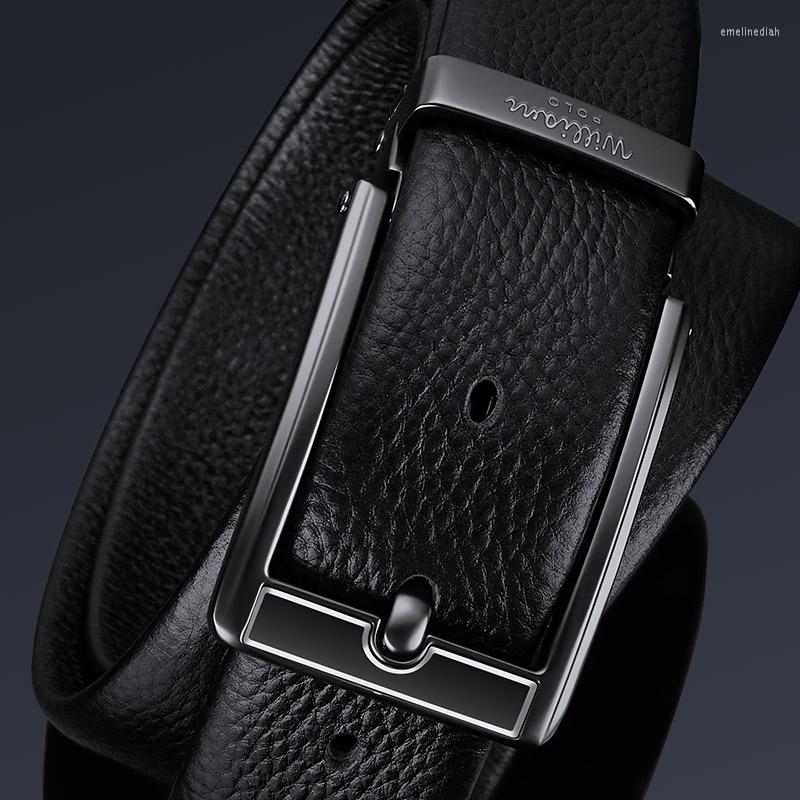 

Belts Leather Needle Button Men's Belt High-end Fashion Business Personality, Black