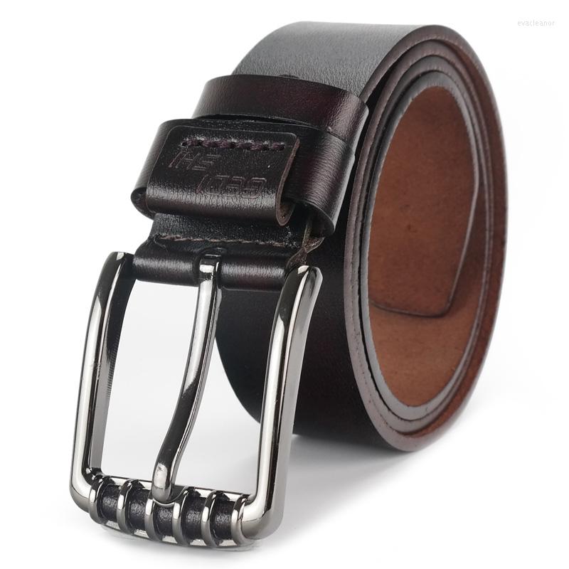 

Belts Men High Quality Genuine Leather Belt Pin Buckle Luxury Cowskin Male For Vintage Jeans Strap Drop, Black