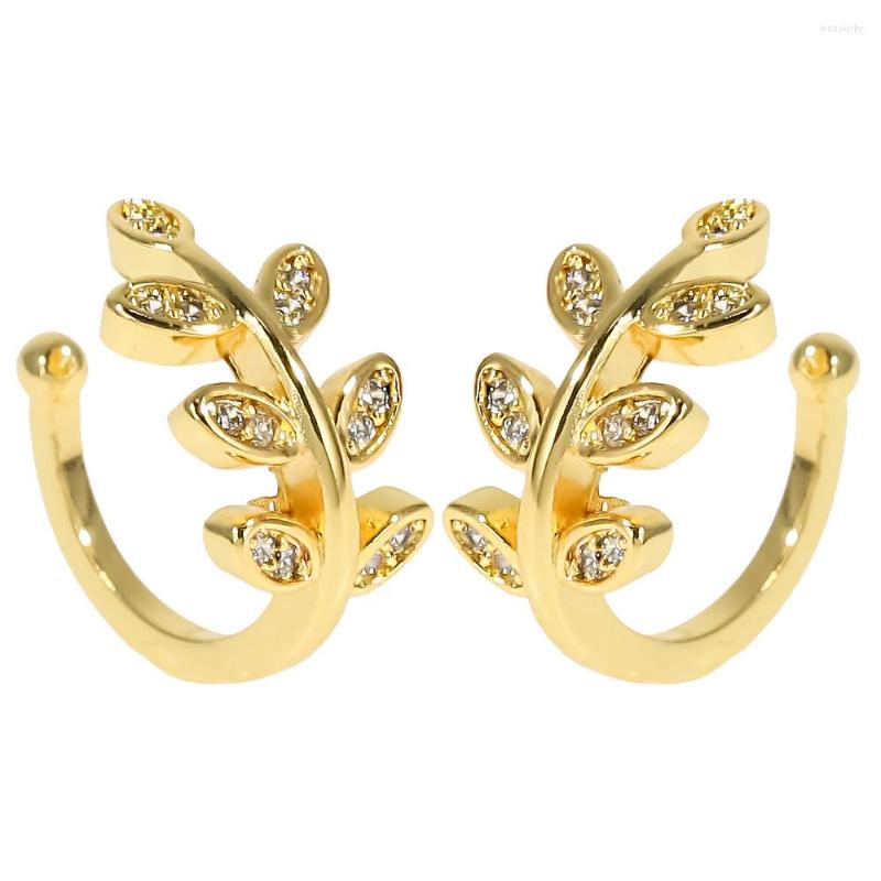 

Dangle Earrings 2022 Fashion Leaves Cross Ear Cuff Non-Pierced Micro Pave CZ Zircon Small Size Girl Clip Earring For Woman Gift Copper