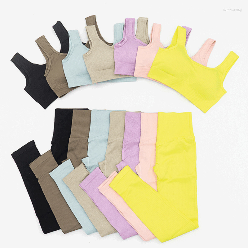 

Active Sets Solid Workout Sportwear Set Woman 2 Pieces Seamless Tights Fitness Yoga High Waist Outfits Sport Gym Leggings Push Up, Beige