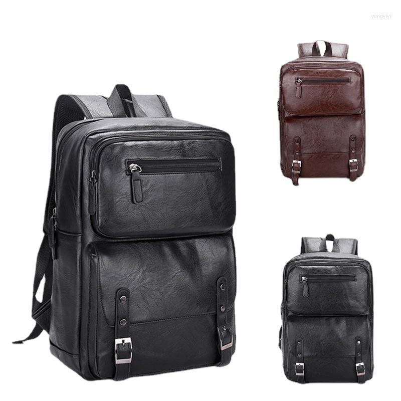 

Backpack Men's PU Leisure And Business Shoulder Computer Bag Large Capacity Travel Bags Backpacks For Women, Black