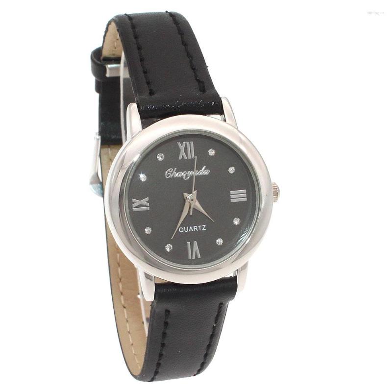 

Wristwatches Chaoyada Ladies Watches Girl Leather Strap Learn Time Kids Watch Students Quartz Wristwatch Casual Fashion Horloge U101J, White