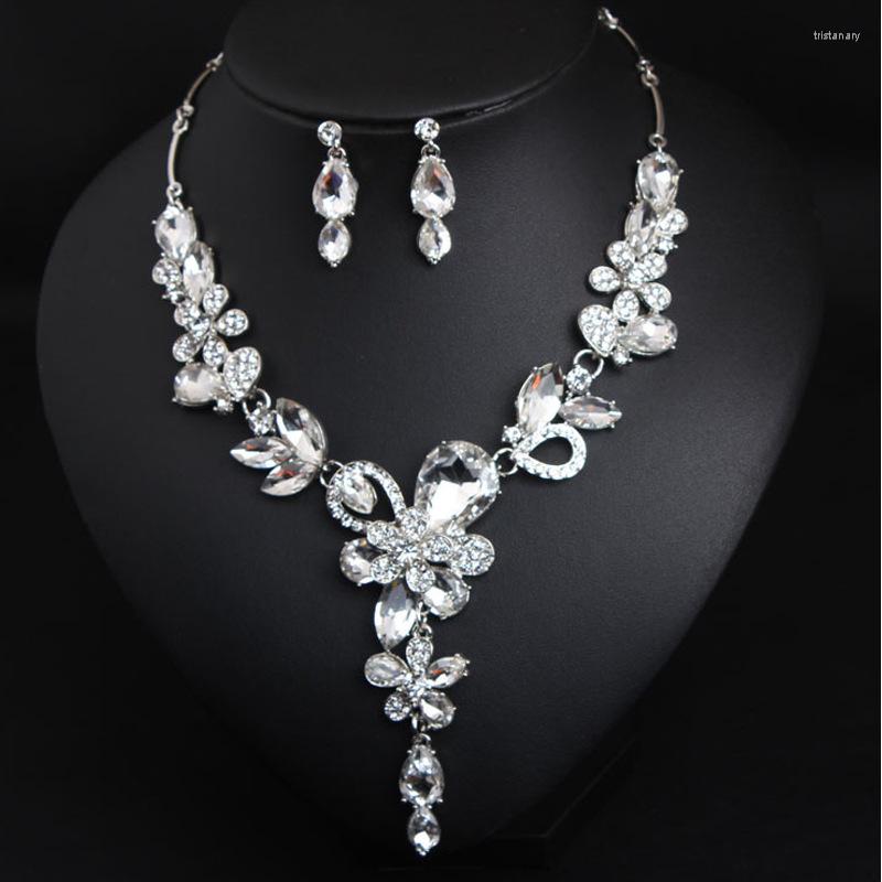 

Necklace Earrings Set XL79 High Quality Fashion Luxury Flower Crystal Women Wedding Jewelry, Picture shown