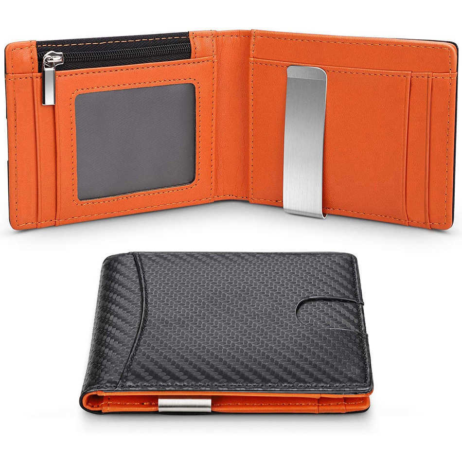 

Wallet DIENQI Carbon Fiber Rfid Men s Money Bag Slim Thin Card Man Luxury Male Small Short Purse Bi-fold Vallet Billfold 221030, Carbon orange