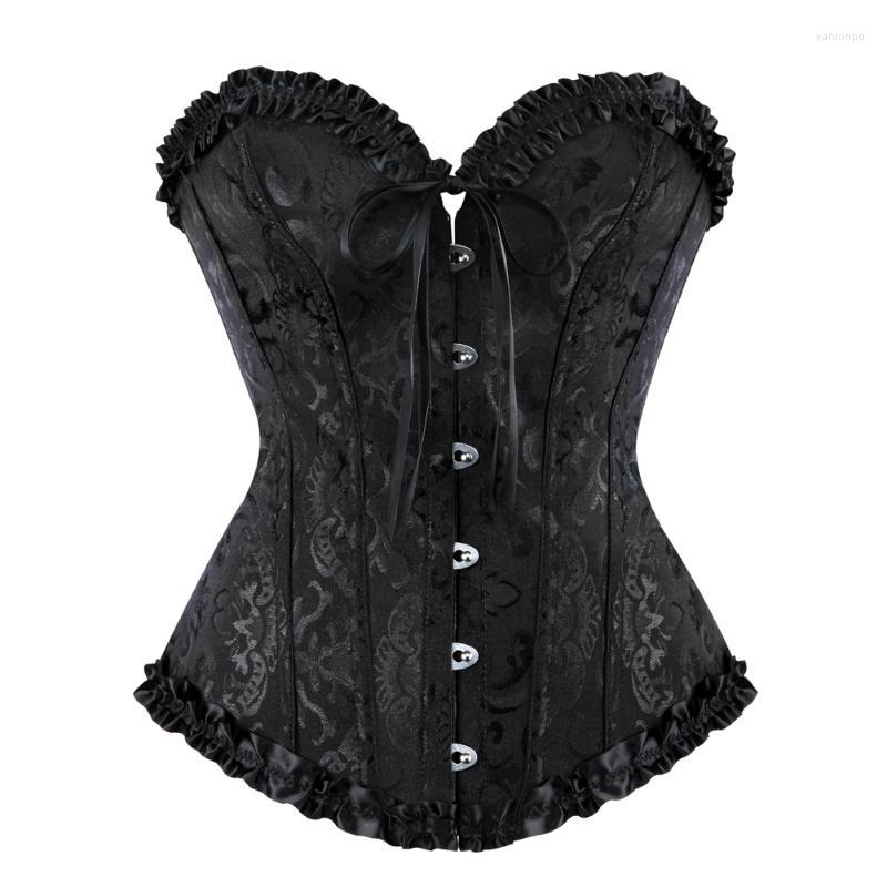 

Bustiers & Corsets Corselet For Women Steampunk Plus Size Burlesque Dress With Skirt Costumes Vintage Striped Lace Up Corset Bustier ShaperB, Black
