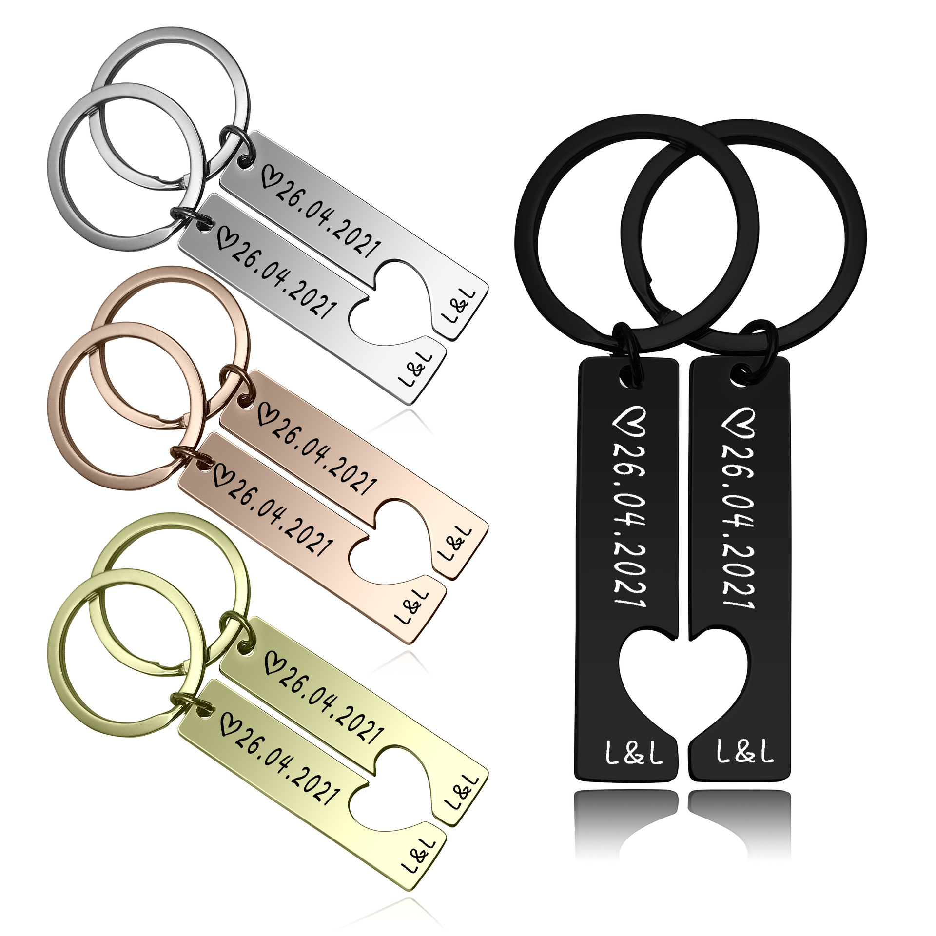 

DIY keychains for men and women key ring Private personality Date Music Share Spotify stainless steel strip Spell mood Mate key chain Valentine's Day gift birthday