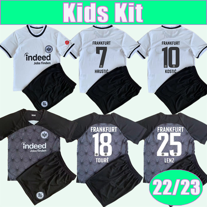 

22 23 Eintracht Frankfurt Kids Kit Soccer Jerseys KOSTIC SOW ALARIO JAKIC PACIENCIA KAMADA Home Away Football Shirt Short Child Uniforms, Tz9710 22 23 home no patch