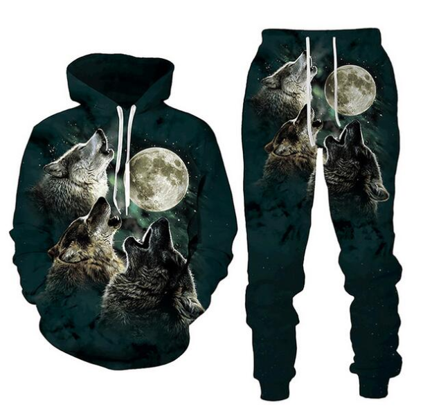 

Forest Wolf 3d Printed Hoodie Suit Male Autumn Winter Casual Sweashirts Sweatpants Men Tracksuit Set Fashion Men' Clothing Suit Q01, Beige