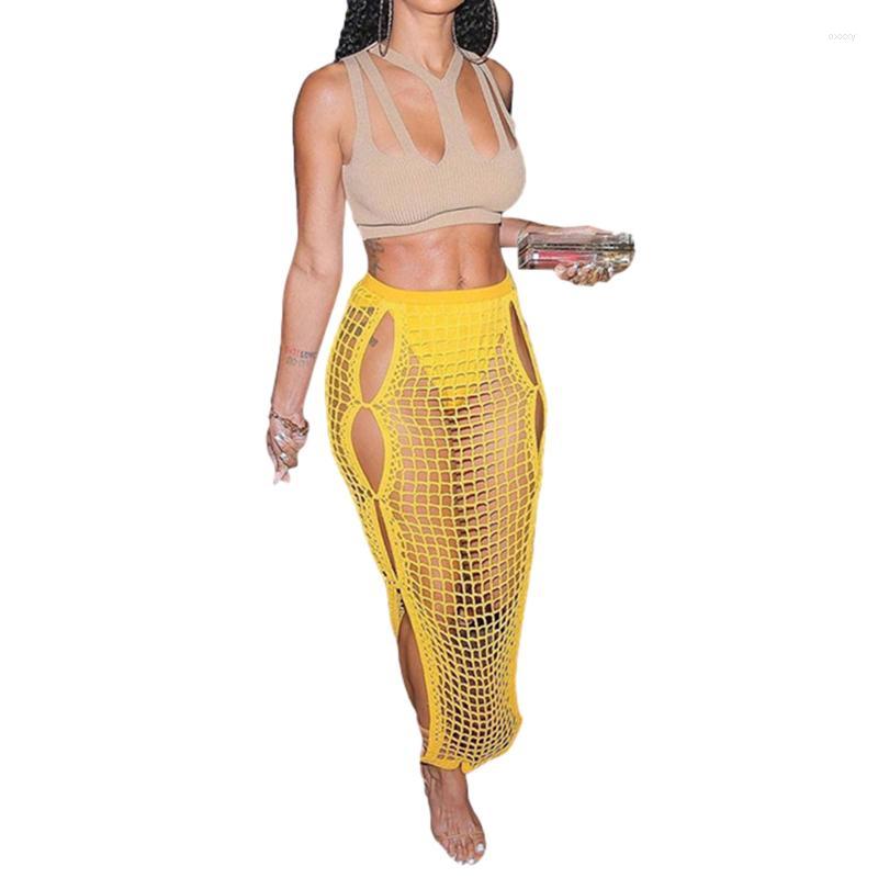 

Women's Swimwear Women's Women Summer Knit Skirt Adults Sexy Slim Fit Hollow Out High Waisted Solid Color 2022 FashionWomen's, Red